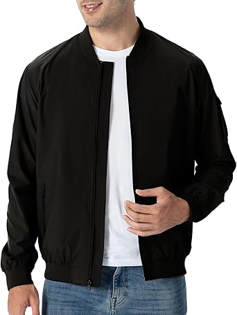Men's Lightweight Bomber Jackets Light Track Jackets Casual Summer Windbreaker Outdoor Golf Fashion Coat for Men
