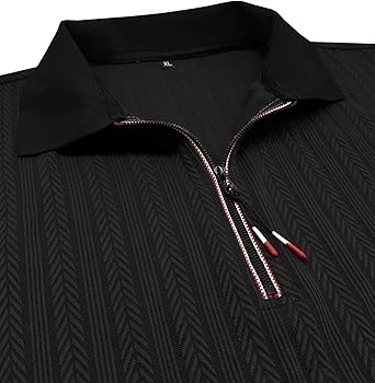 Men's Quarter Zip Polo Short Sleeve Collared T-Shirts Vintage Textured Casual Summer Tee Shirt