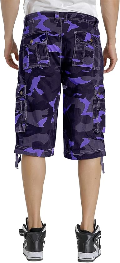 Mens Cargo Shorts Multi Pockets Twill Cotton Relaxed Fit Outdoor Camo Cargo Short for Men