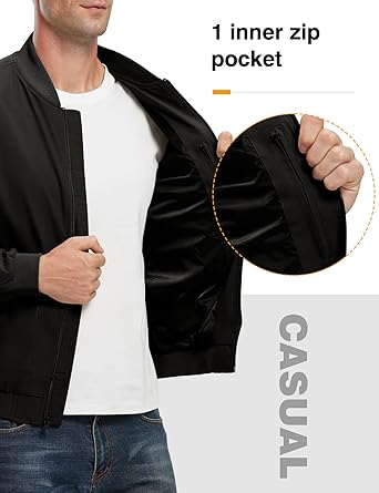 Men's Lightweight Bomber Jackets Light Track Jackets Casual Summer Windbreaker Outdoor Golf Fashion Coat for Men