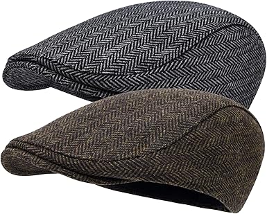 2 Pack Newsboy Hats for Men Wool Blend Ivy Driving Flat Cap
