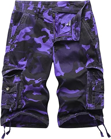 Mens Cargo Shorts Multi Pockets Twill Cotton Relaxed Fit Outdoor Camo Cargo Short for Men