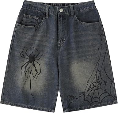 Blue Denim Shorts Summer Casual Loose Straight Leg Unisex Baggy Jeans Shorts Jorts Grunge Harajuku Streetwear