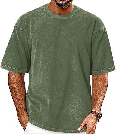Oversized Tshirts for Men Short Sleeve Vintage Washed Basic Loose Tees