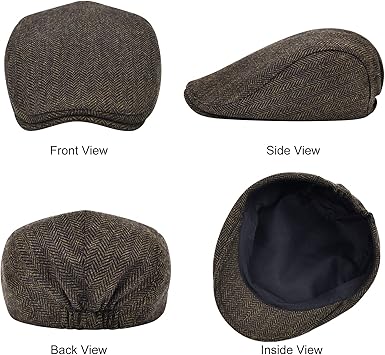 2 Pack Newsboy Hats for Men Wool Blend Ivy Driving Flat Cap